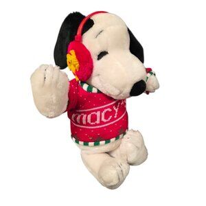 Macy's Vintage Peanuts Snoopy Plush With Woodstock Ear Muffs In Macy's Sweater